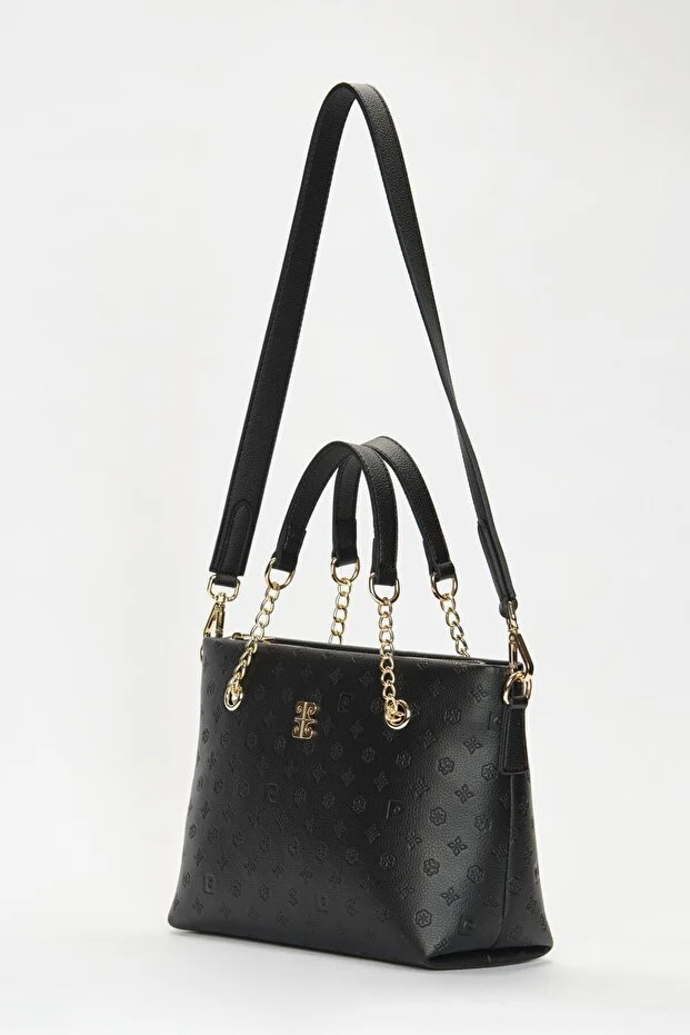 Chic Black Floater Faux Leather Women's Shoulder Bag