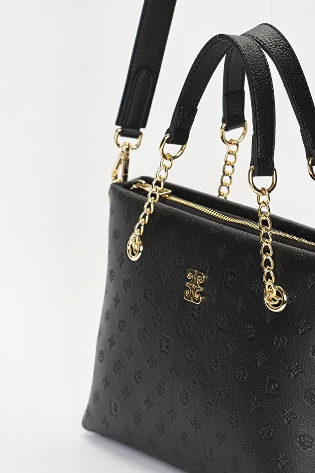 Chic Black Floater Faux Leather Women's Shoulder Bag