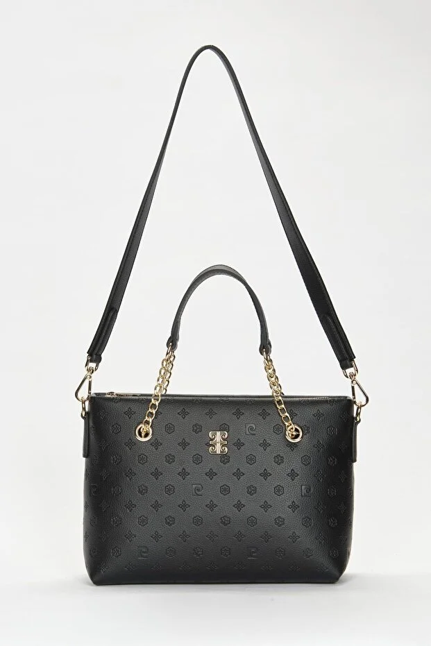 Chic Black Floater Faux Leather Women's Shoulder Bag