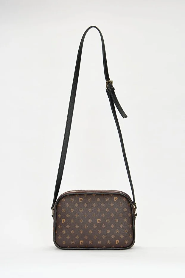 Rich Brown Monogram Faux Leather Women's Shoulder Bag