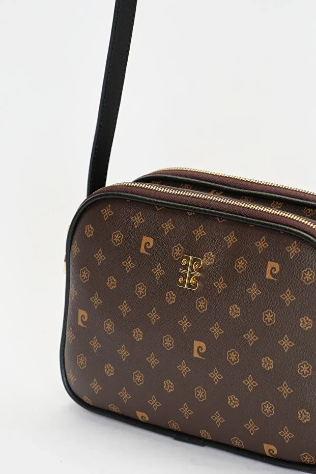 Rich Brown Monogram Faux Leather Women's Shoulder Bag