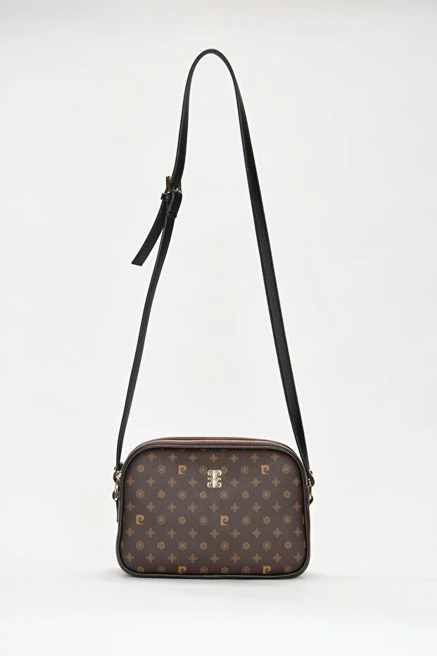 Rich Brown Monogram Faux Leather Women's Shoulder Bag