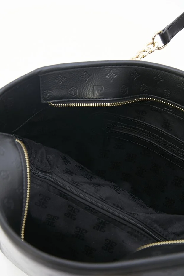 Modern Black Floater Faux Leather Women's Shoulder Bag