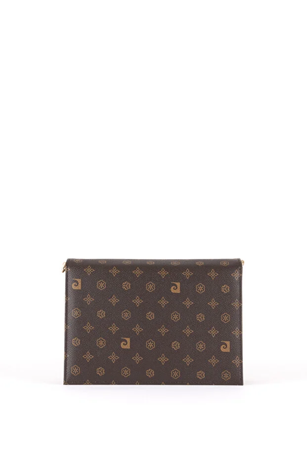 Sophisticated Coffee Monogram Faux Leather Women's Crossbody Bag