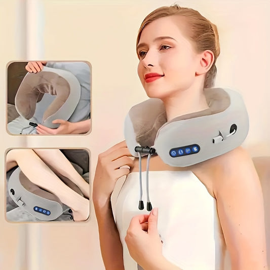 Electric U-Shaped Neck Massage Pillow – Comfortable Support for Neck Relief, Ideal for Travel, Office, and Home Use, Enhances Relaxation and Muscle Relaxation