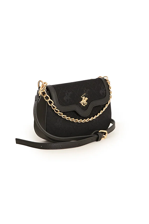 Classic Black Denim Faux Leather Women’s Shoulder Bag