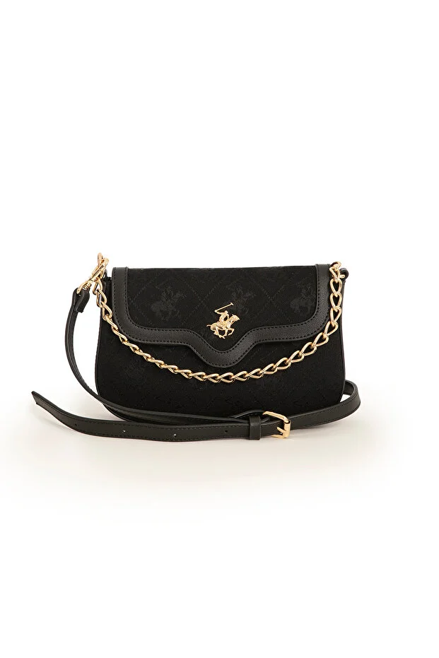 Classic Black Denim Faux Leather Women’s Shoulder Bag