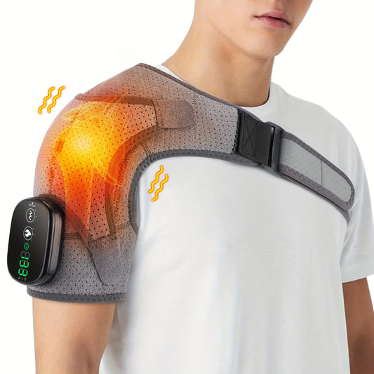 Heated Cordless Shoulder Massager Belt – Electric Vibration, 3 Heat Settings, Left & Right Shoulder Relief for Men & Women
