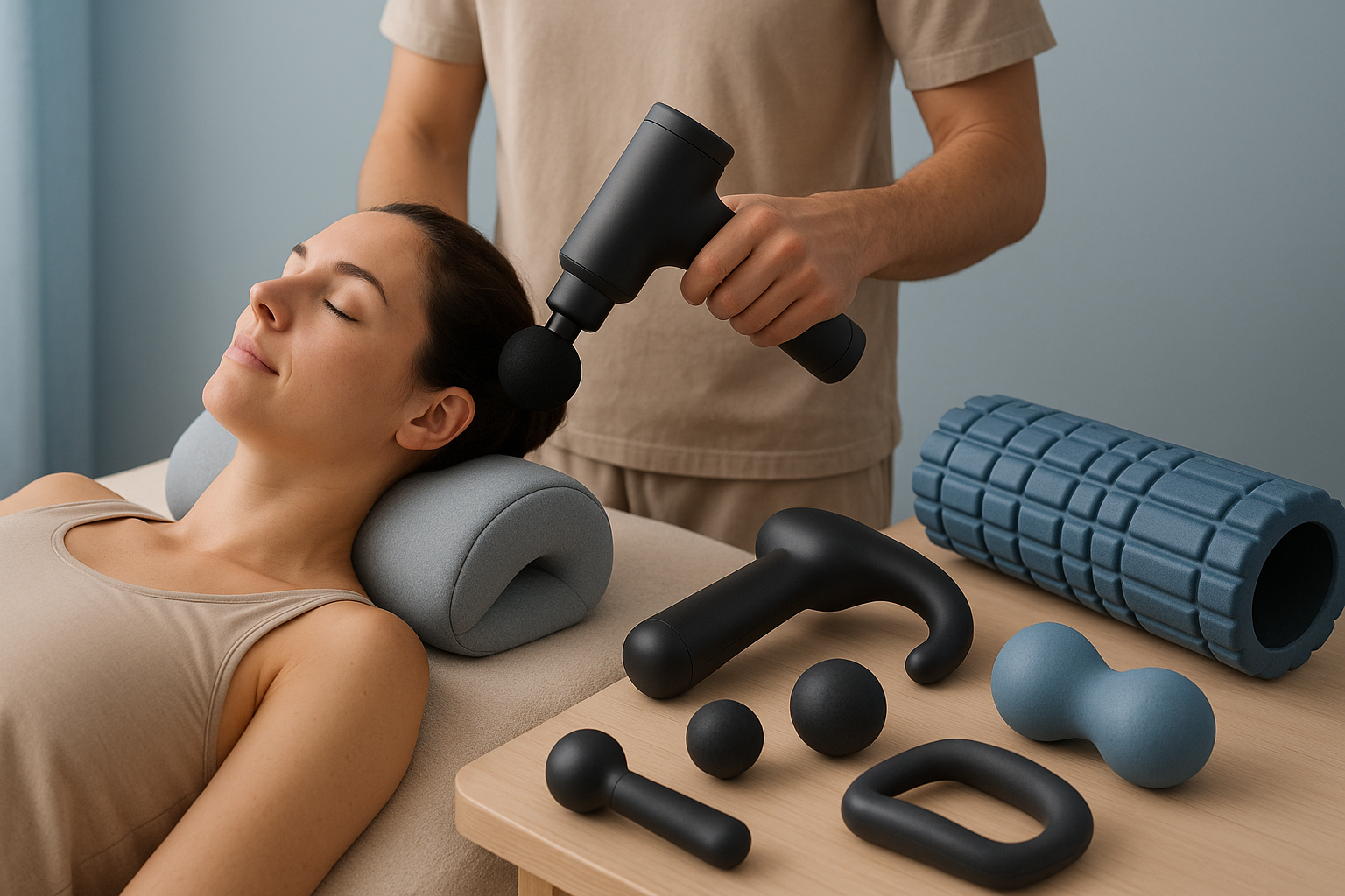 also give me a image matching to the topic upper body relaxation espocially for the shoulders and for the neck pains using our massage tools 