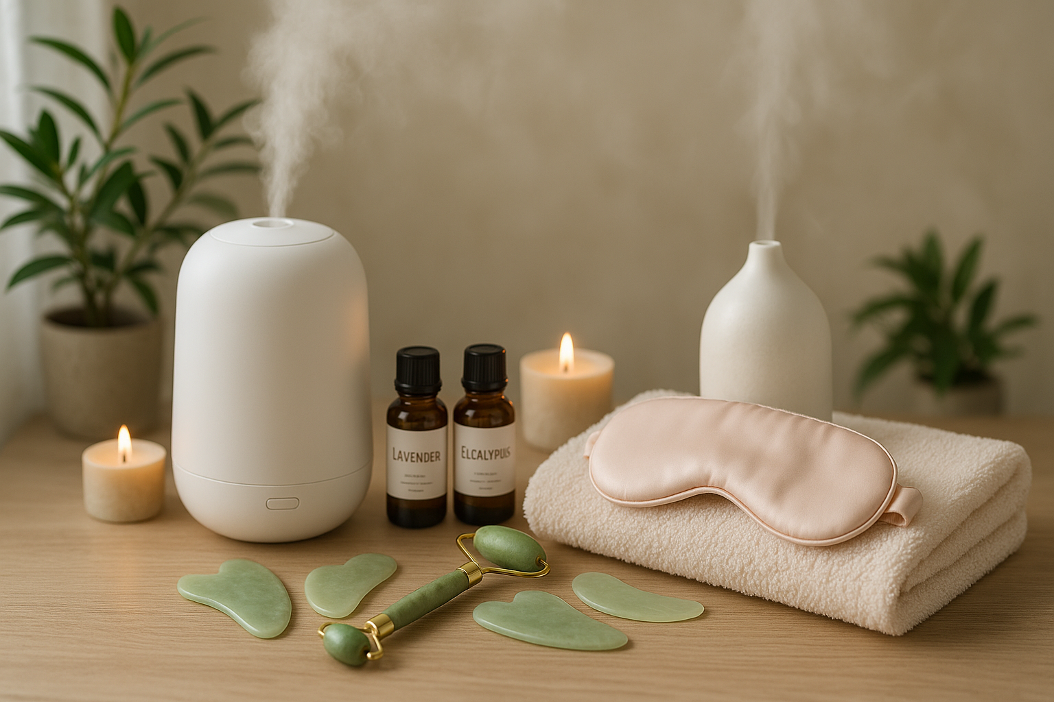 also provide me a image for the following topic extra relief usinbg aroma and humiodifiers with nice smell and eye massage relaxation tools